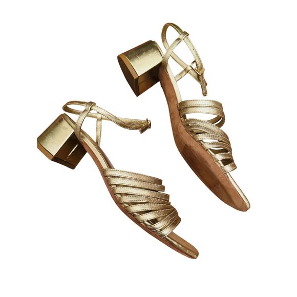 MANSUR GAVRIEL Women's Sun Block Gold Heel Sandals size 37 - Picture 11 of 15